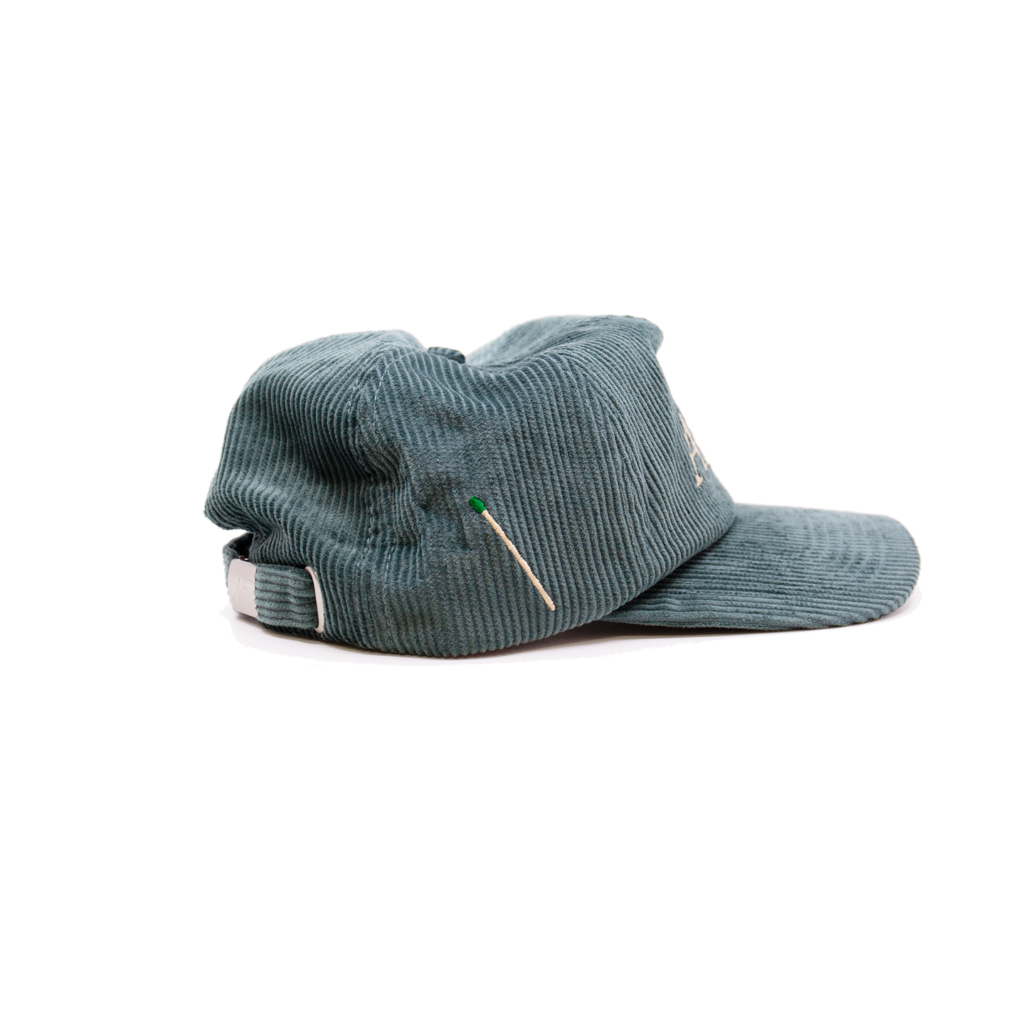 Teal blue corduroy baseball cap NF Aspen leaf embroidery at front Fat city embroidery at side One size fits all