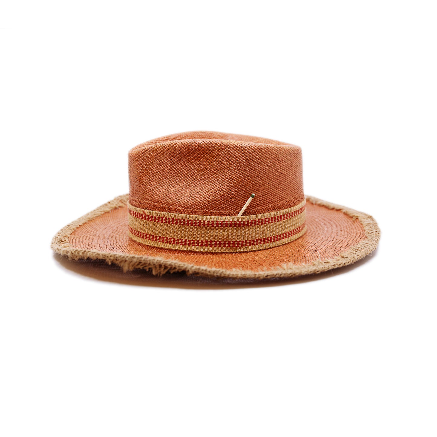 100% Ecuadorian straw in Terracotta 2” Two tone hemp band Open weave hemp binding Woven in Ecuador Subtle western flanged brim Made in USA