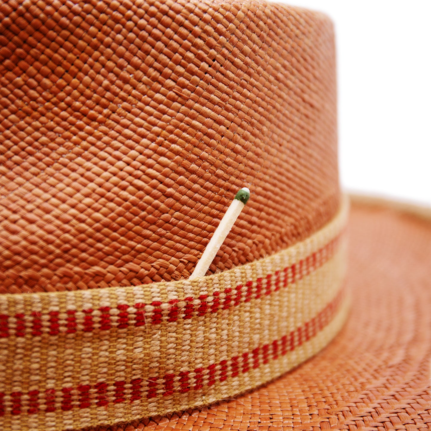 100% Ecuadorian straw in Terracotta 2” Two tone hemp band Open weave hemp binding Woven in Ecuador Subtle western flanged brim Made in USA