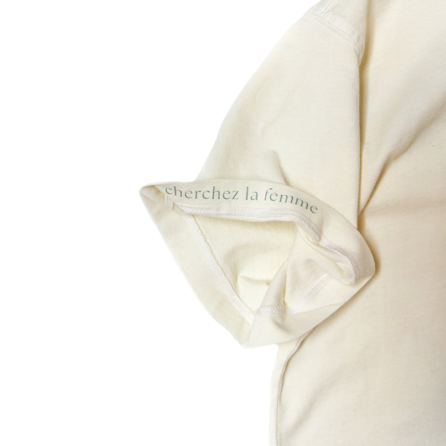 100% cotton Smoking girl graphic ‘Cherchez la femme’ message inside sleeve hem Made in Los Angeles