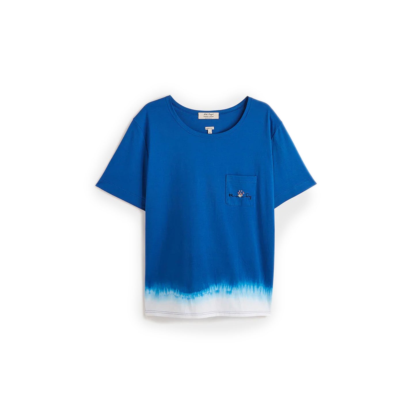 ULRIK T-SHIRT Blue crewneck t-shirt Chest pocket with embroidered artwork Tie dyed white hem Composition: 100% cotton Dry clean Country of origin: Italy