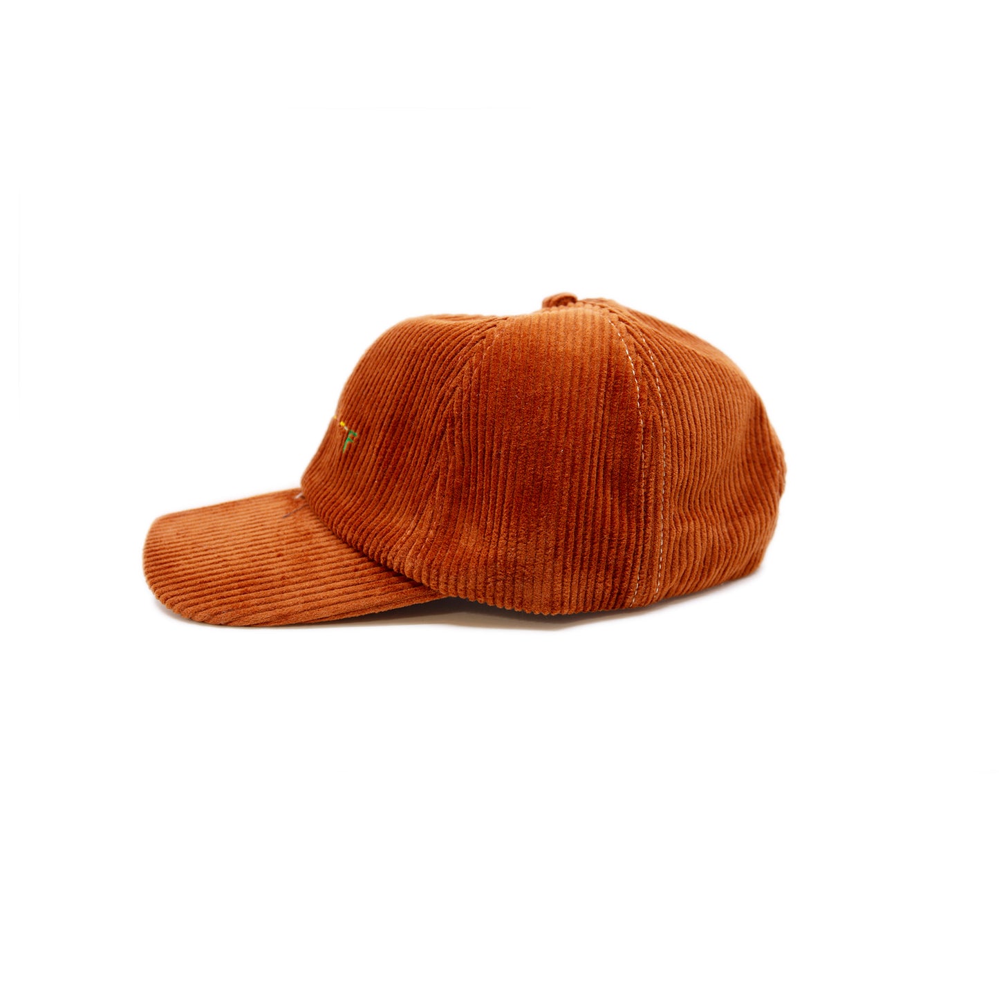 PSG CAP 100% corduroy baseball cap in Camel/Cream Multicolor N----F embroidery Tan suede adjuster strap Made in USA