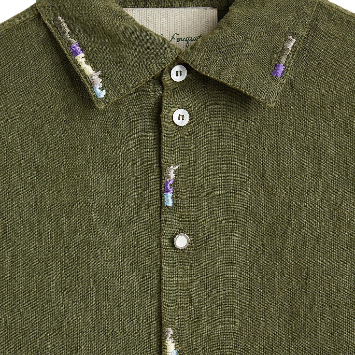 Medium Green Long Sleeves Shirt Garment dyed linen Special NF multi color embroidery Composition: 100% linen Dry clean Made in Italy
