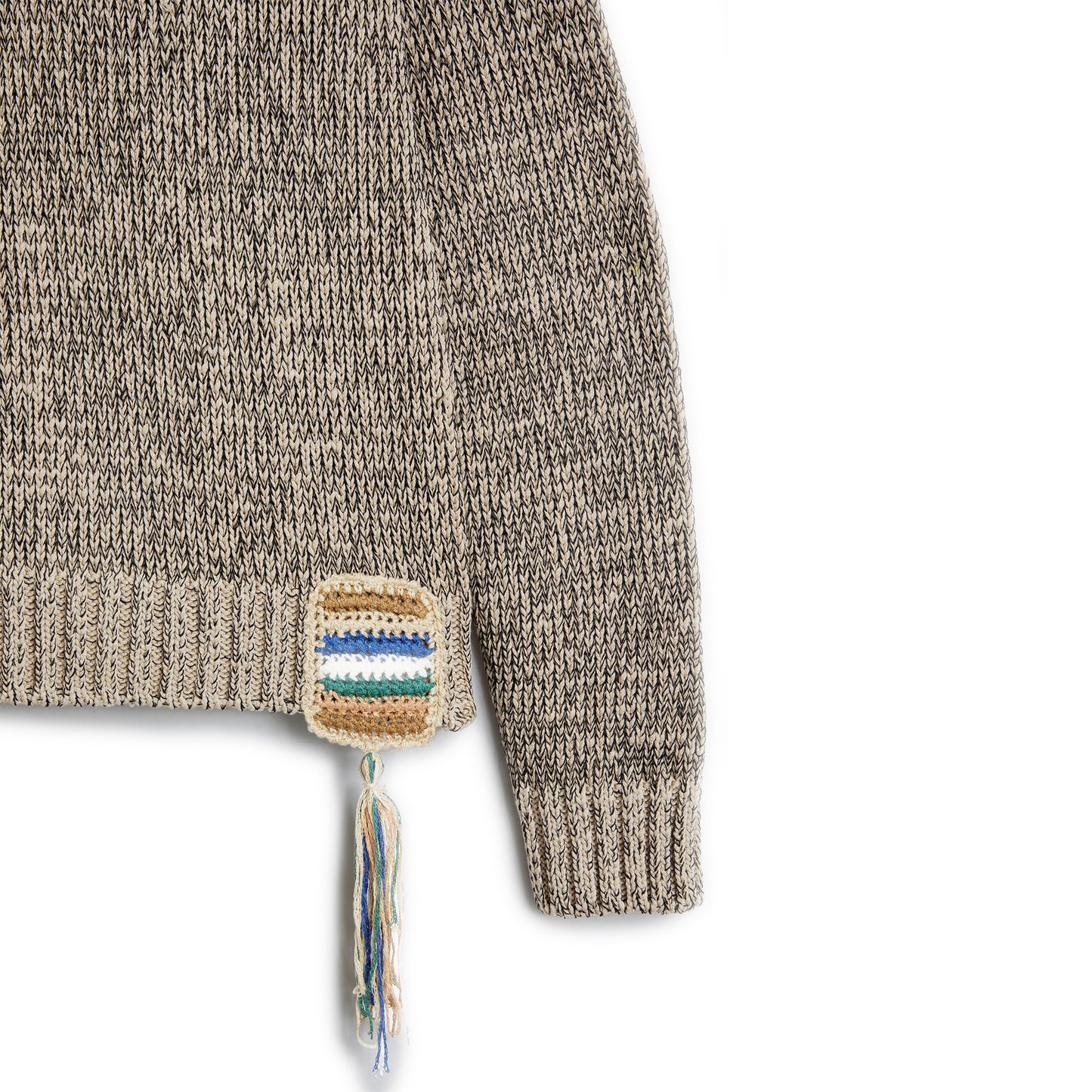 Light Beige Crewneck Sweater Cotton Jersey at Heavy Gauge  NF multicolor Crochet Details in 3 GG Composition: 100% cotton Dry Clean Made in Italy