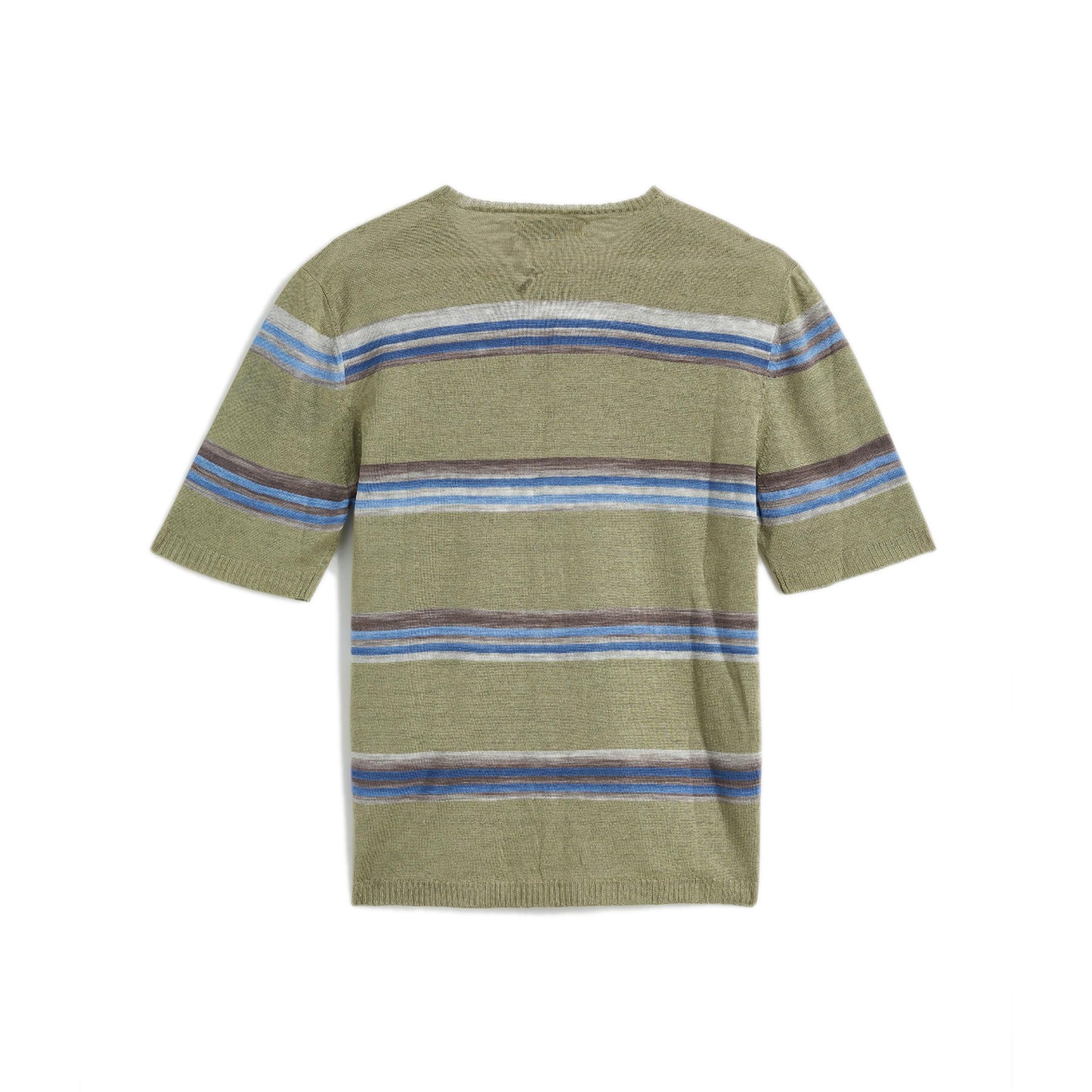 Medium Green Short Sleeves T-Shirt Sweater Bicolor striped printed pure linen Composition: 100% linen Dry Clean Made in Italy