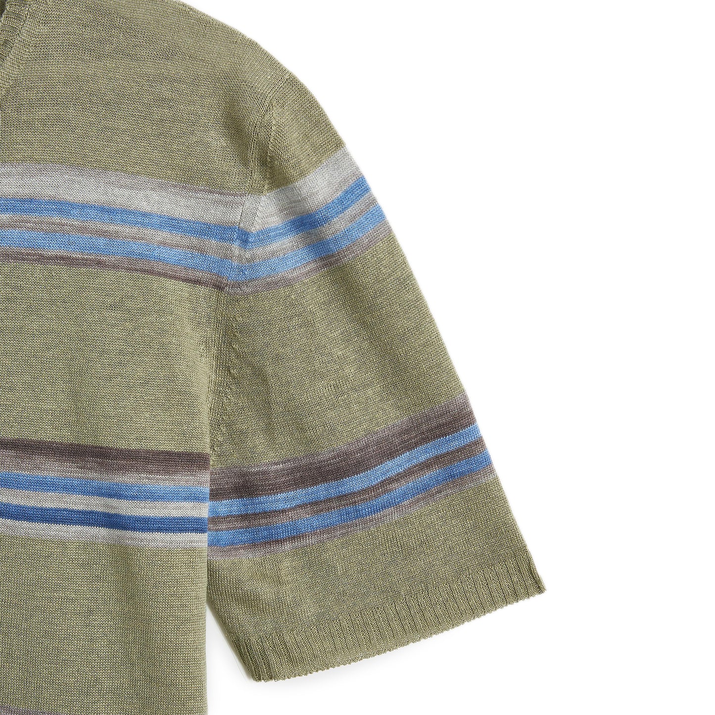 Medium Green Short Sleeves T-Shirt Sweater Bicolor striped printed pure linen Composition: 100% linen Dry Clean Made in Italy