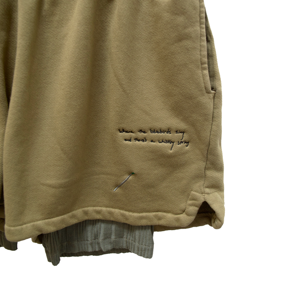 Double layered shorts  Outer layer:100% cotton french terry  Inner layer: 95% cotton / 5% elastane  Thick rib waistband  Embroidery throughout   Made in Los Angeles