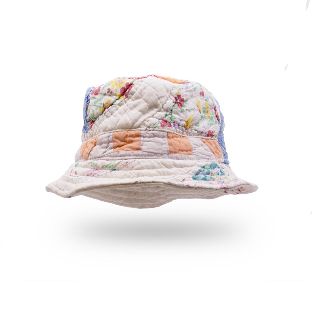 100% cotton bucket hat in multi color deadstock  Quilted cotton   Hand-embroidered mended detailing  Actual product may differ from pictured due to limited nature of deadstock fabric  Made in LA