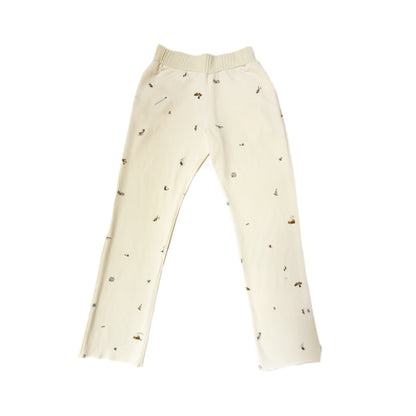 100% cotton french terry  Allover Aspen mountain scene print   Thick rib waistband  Matchstick embroidery  Made in Los Angeles