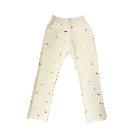 100% cotton french terry  Allover Aspen mountain scene print   Thick rib waistband  Matchstick embroidery  Made in Los Angeles
