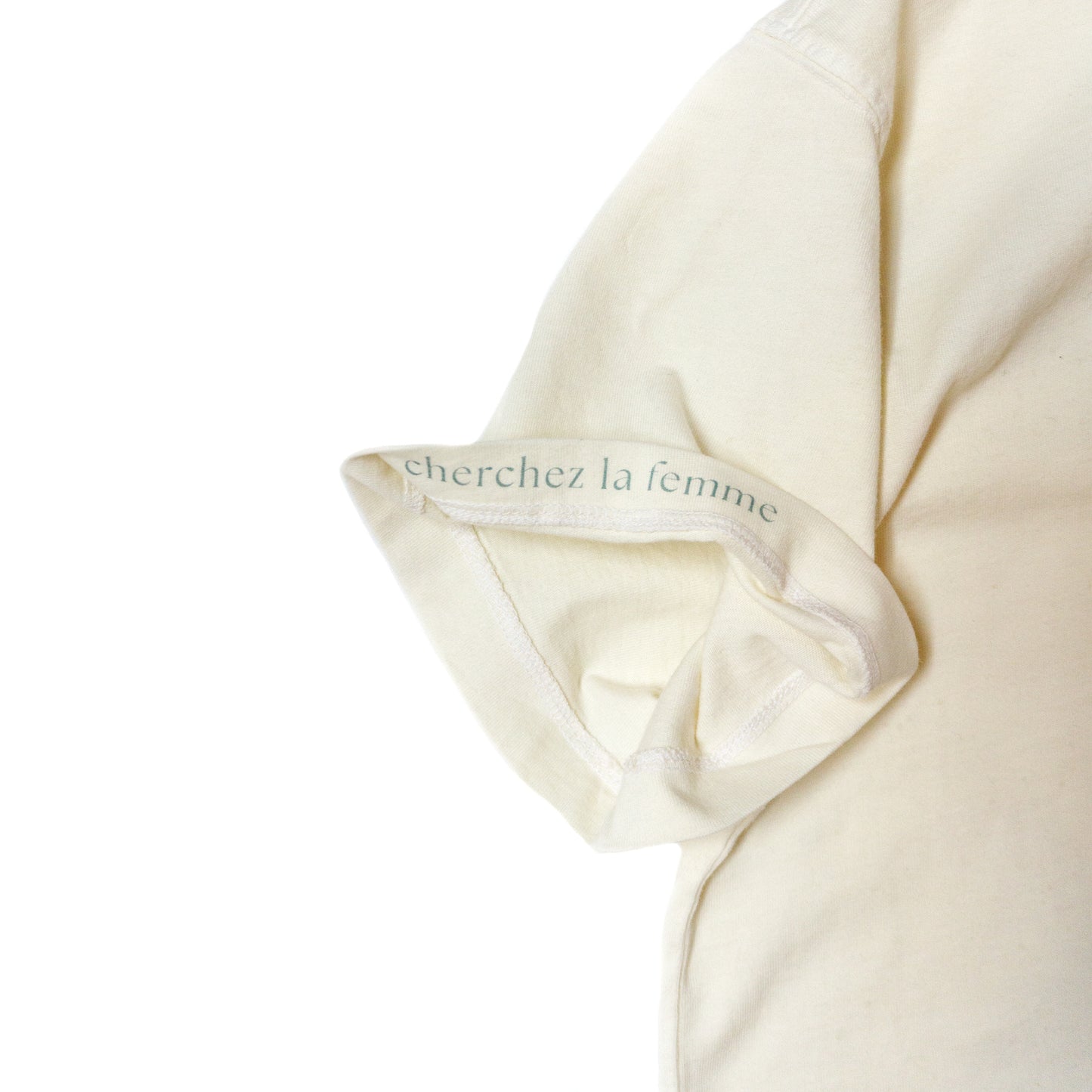 100% cotton  Smoking girl graphic   ‘Cherchez la femme’ message inside sleeve hem  Made in Los Angeles