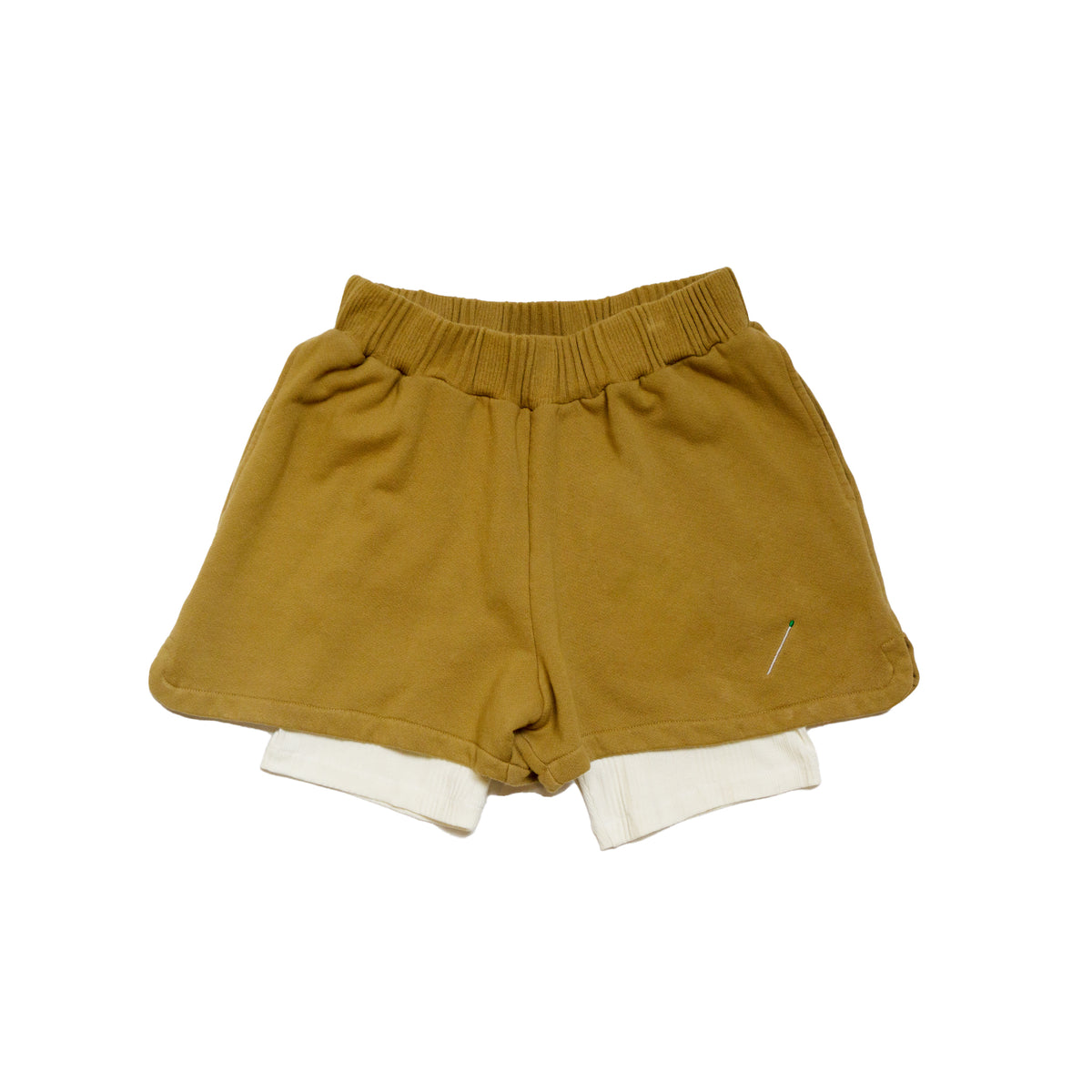 Double layered shorts  Outer layer:100% cotton french terry  Inner layer: 95% cotton / 5% elastane  Thick rib waistband  Matchstick embroidery  Made in Los Angeles