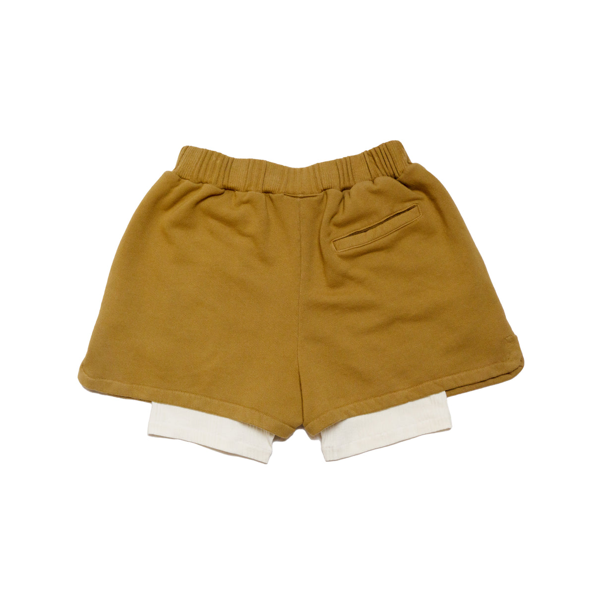 Double layered shorts  Outer layer:100% cotton french terry  Inner layer: 95% cotton / 5% elastane  Thick rib waistband  Matchstick embroidery  Made in Los Angeles