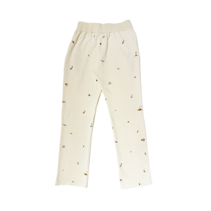 100% cotton french terry  Allover Aspen mountain scene print   Thick rib waistband  Matchstick embroidery  Made in Los Angeles