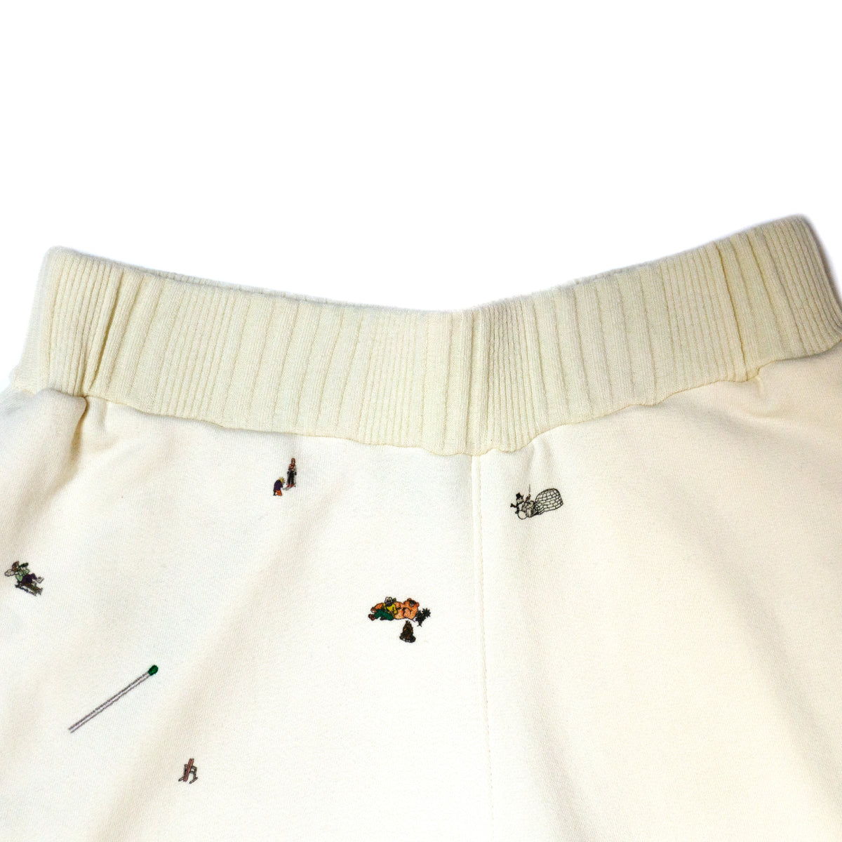 100% cotton french terry  Allover Aspen mountain scene print   Thick rib waistband  Matchstick embroidery  Made in Los Angeles