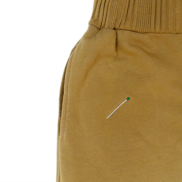 100% cotton french terry Thick rib waistband Raw edge hem Matchstick embroidery Made in Los Angeles