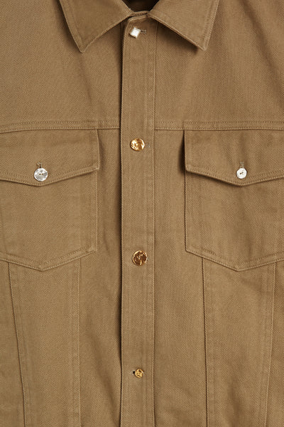 Nick Fouquet’s beige Tarcisio blouson is made from stone-washed cotton twill, then is accented by jewellery-inspired gold hardware.  Beige twill blouson jacket Gold-tone and metal buttons Composition: 100% Cotton Lining: 44% rayon, 40% cotton, 16% polyamide. Dry clean Country of origin: Italy