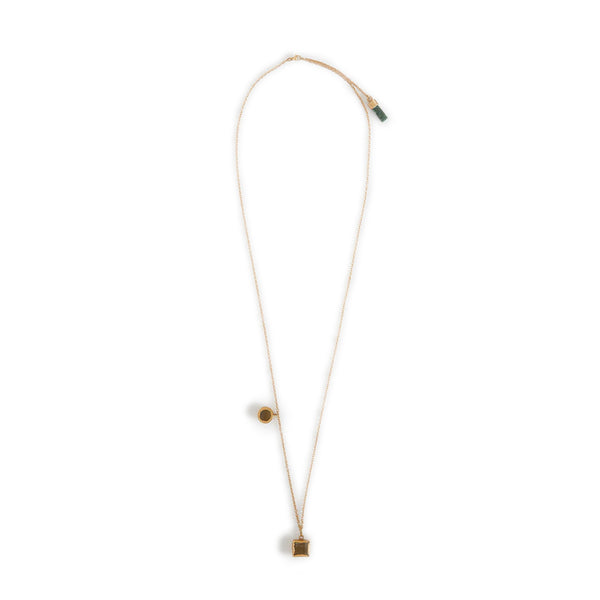 VANDER NECKLACE Gold Galvanic metal rolo chain  Bezel-set Italian ceramics  Lobster clasp  Country of origin: Italy