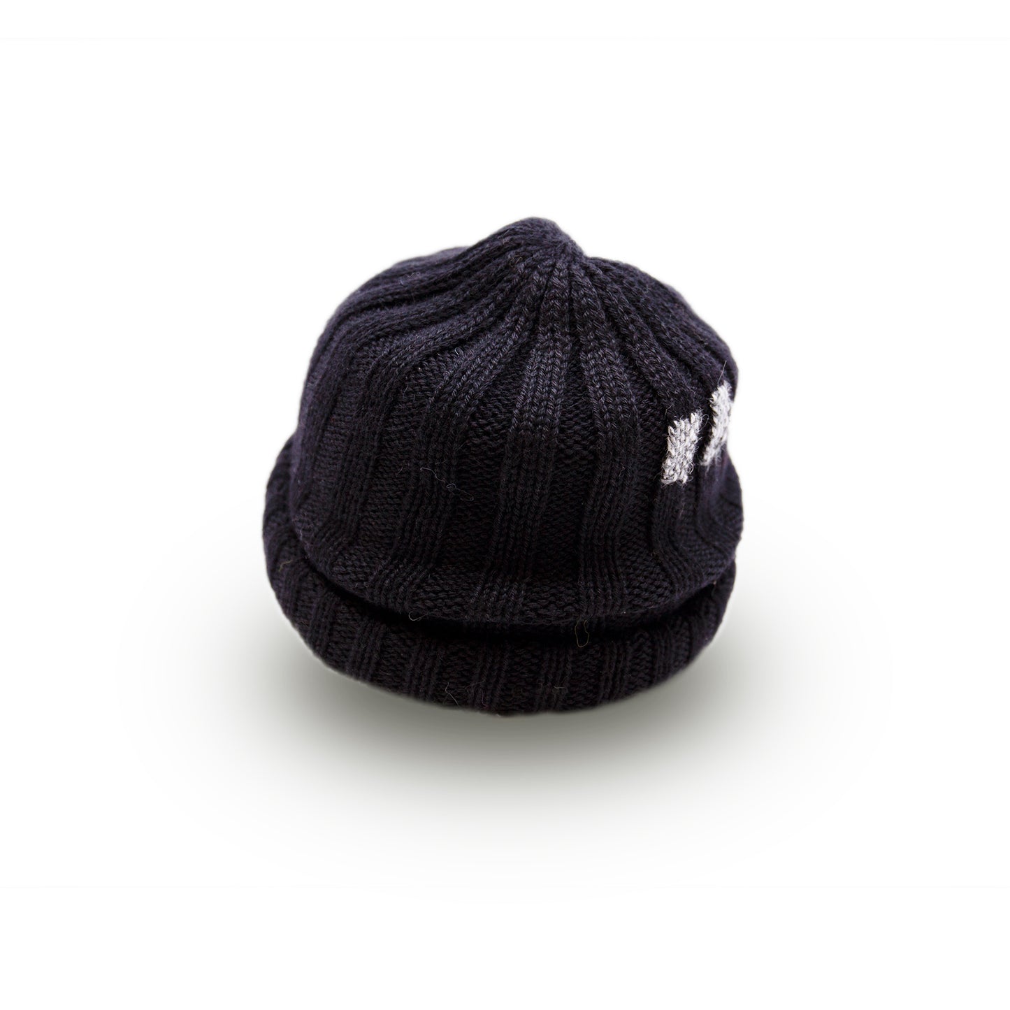 100% baby alpaca wool ribbed beanie in Burnt Charcoal  Multicolored hand-embroidered mending  Made in Los Angeles