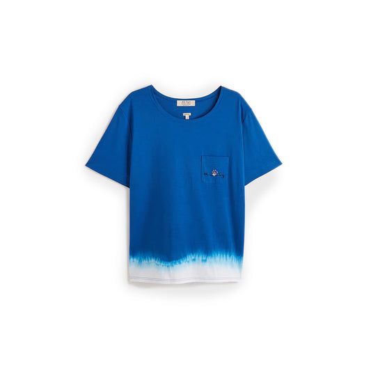  ULRIK T-SHIRT  Blue crewneck t-shirt Chest pocket with embroidered artwork Tie dyed white hem Composition: 100% cotton Dry clean Country of origin: Italy