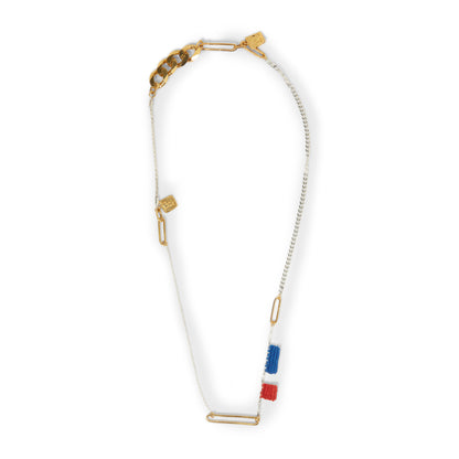 Palmyre Necklace  Silver 925 dipped in gold alternating chain with  NF pendants    Handmade multicolored embroidery pendants    Made in Italy