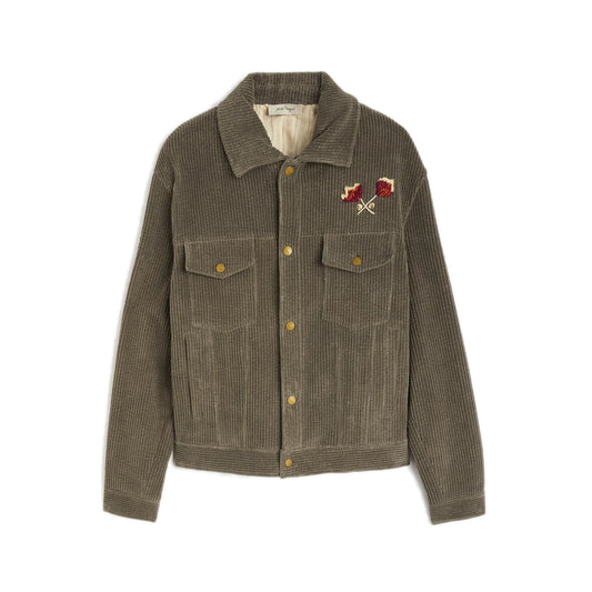 Valadan Jacket Medium Grey boxy single breast in cotton corduroy  Welt and patch pockets on the front NF stud buttons Embroidery and special buttons on left front side Hidden message label inside left side Composition: 100% cotton  Dry clean Country of origin: Italy