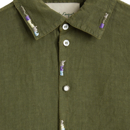 Medium Green Long Sleeves Shirt Garment dyed linen Special NF multi color embroidery Composition: 100% linen Dry clean Made in Italy