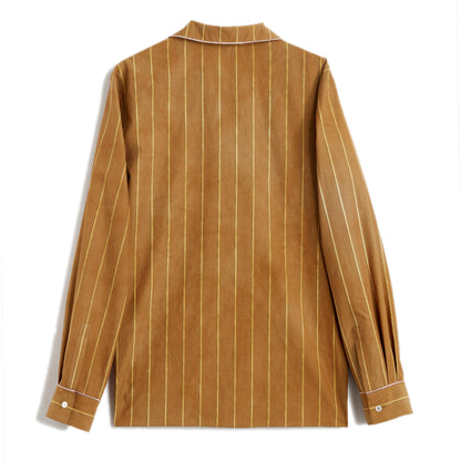 Medium Brown One Pocket Long Sleeves Shirt Striped mis-dyed cotton Special NF multi color embroidery Composition: 100% cotton Dry clean Made in Italy