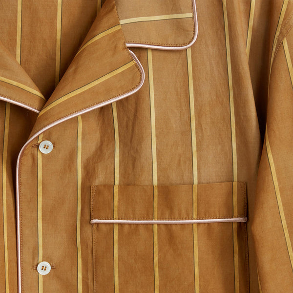 Medium Brown One Pocket Long Sleeves Shirt Striped mis-dyed cotton Special NF multi color embroidery Composition: 100% cotton Dry clean Made in Italy