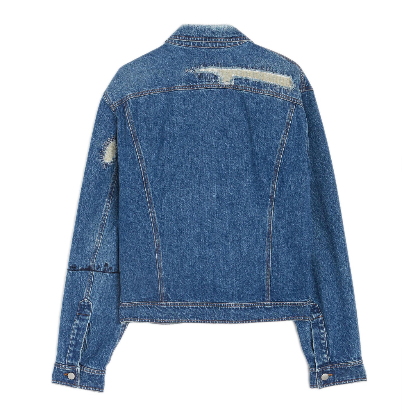 Dark Blue Denim Jacket NF repaired work with embroidered washed cotton denim NF special black accent on left sleeve  Composition: 100% cotton Dry clean Made in Italy