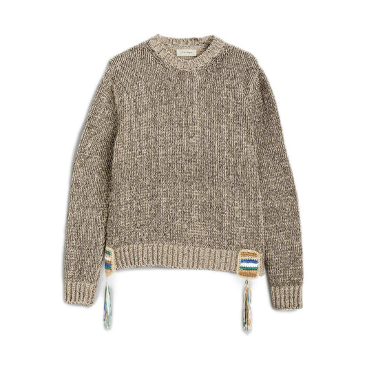 Light Beige Crewneck Sweater Cotton Jersey at Heavy Gauge  NF multicolor Crochet Details in 3 GG Composition: 100% cotton Dry Clean Made in Italy
