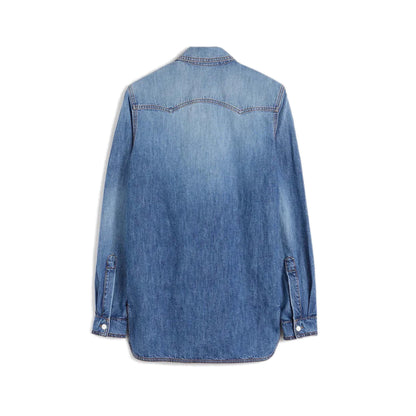 Virgilio Shirt Light Blue long sleeves denim shirt Washed denim chambray Embroidery above left front pocket NF mix and match buttons Hidden message label inside, left side. Composition: 100% cotton Dry clean Country of origin: Italy