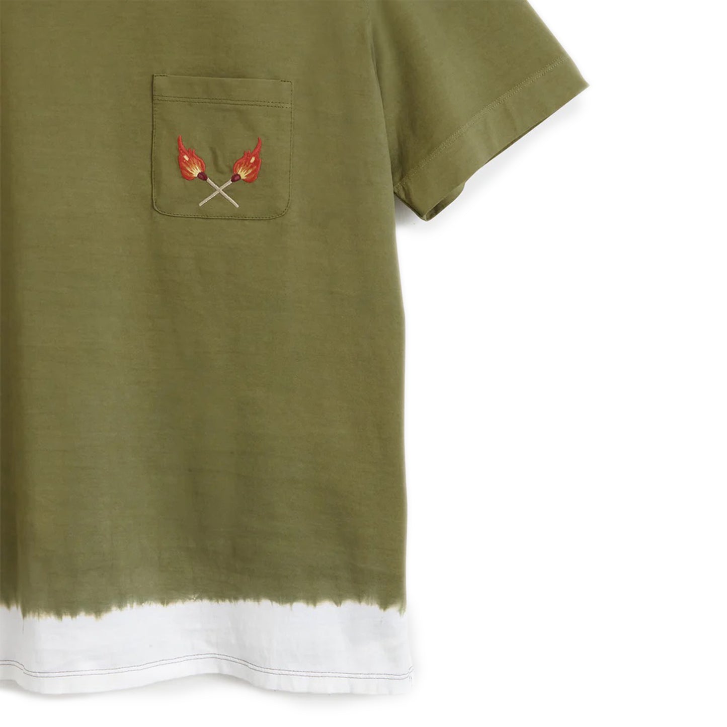 VICTOR T-SHIRT Medium Green crewneck t-shirt Hand dyed cotton jersey Chest pocket with embroidered artwork Composition: 100% cotton Dry clean Country of origin: Italy
